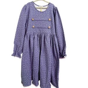 Finding Foxtale Girls Blue Polka Dot Button Detail Dress Size 10
